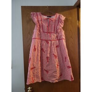 Vineyard Vines Ainsley Lobster Embroidered Cotton Dress Gingham Vacation GUC M